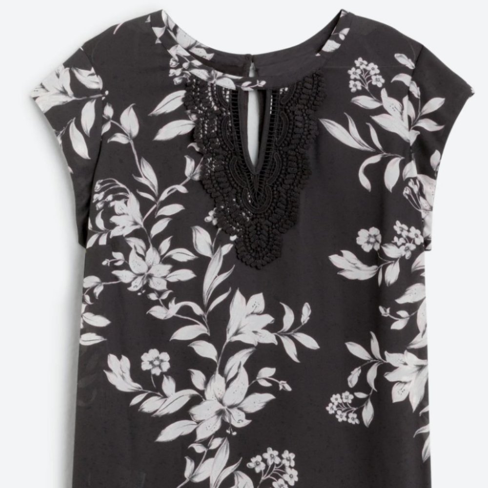 Quin Cap Sleeve Mixed Material Top